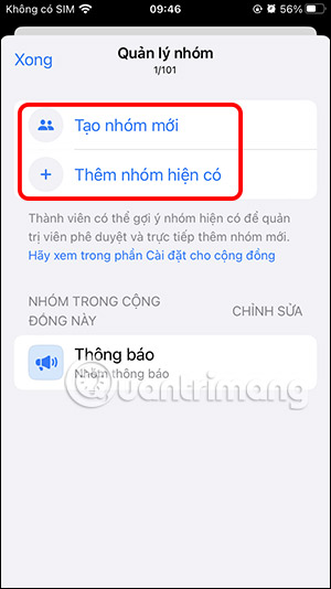 Chọn thêm nhóm vào cộng đồng WhatsApp