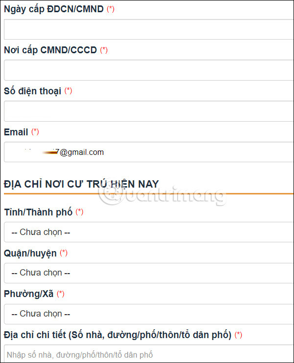 Điền thông tin người báo mất hộ chiếu online 