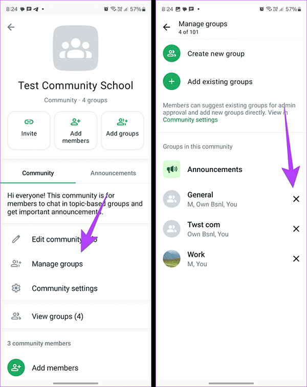 Xóa nhóm trong cộng đồng WhatsApp
