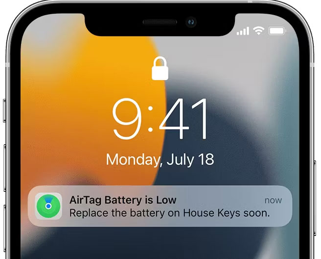 Thông báo pin Airtag vẫn còn yếu