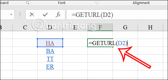 Công thức lấy link trong Excel