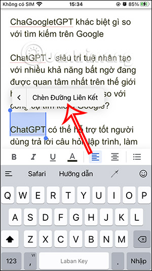 Chèn link Google Docs