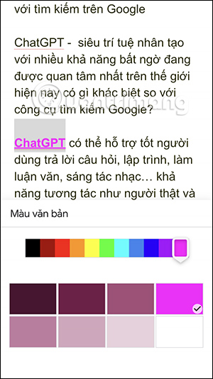 Đổi màu liên kết Google Docs