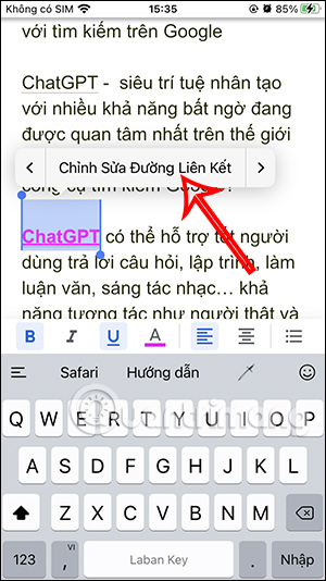 Chỉnh sửa liên kết Google Docs