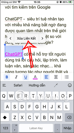 Xóa liên kết Google Docs