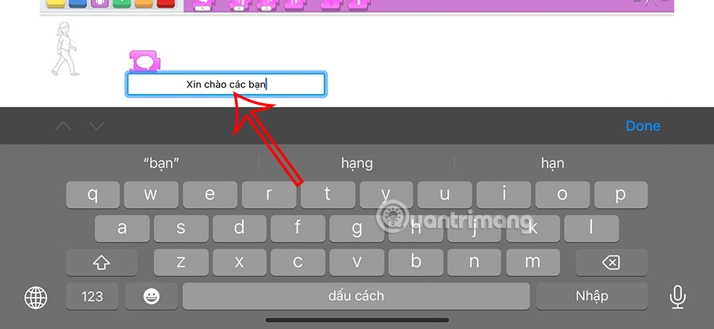 Nội dung chào cho nhân vật trên ScratchJR