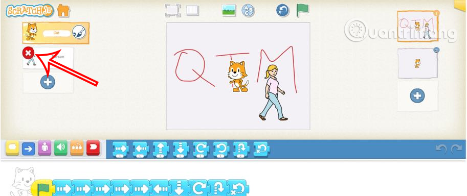 Xóa nhân vật trong chương trình ScratchJR