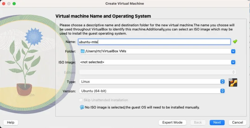 Tạo VM mặc định trong VirtualBox dành cho MacOS.