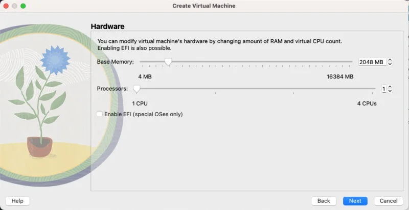 Tài nguyên hệ thống mặc định được cấp phát cho Ubuntu trong VirtualBox.