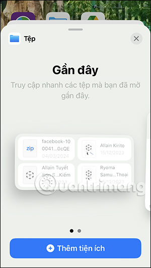 Kiểu hiển thị tiện ích Tệp của iPhone