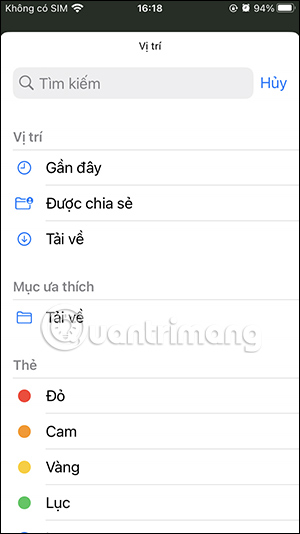 Chọn thư mục mới