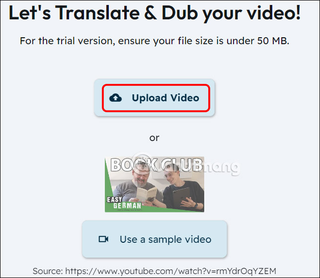 Tải video lên Robomotion Video Dubber