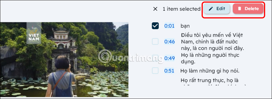 Chỉnh sửa nội dung dịch video