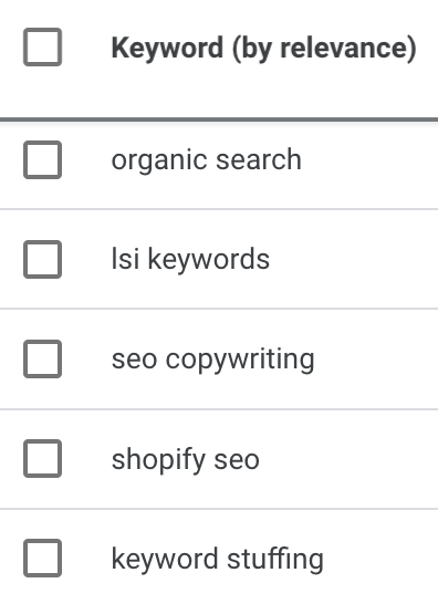 Ý tưởng từ khóa trong Google Key Planner từ seed keyword “SEO”