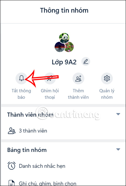 Tắt thông báo nhóm Zalo máy tính 