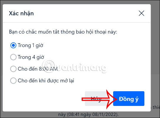 Chọn tắt thông báo nhóm Zalo máy tính 