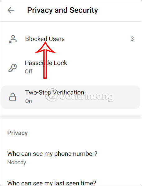 Xem danh sách chặn trên Telegram máy tính 
