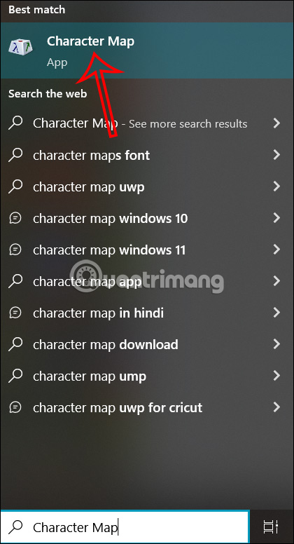 Tìm kếm Character Map trong Unicode