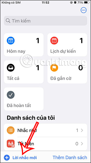 Tạo lời nhắc mới trên iPhone 