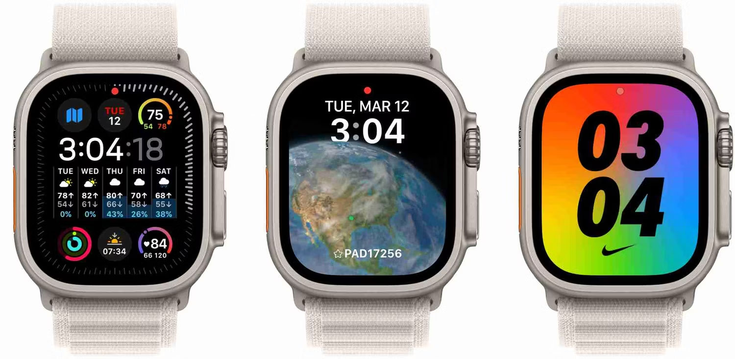 Ba chiếc đồng hồ Apple có các mặt khác nhau