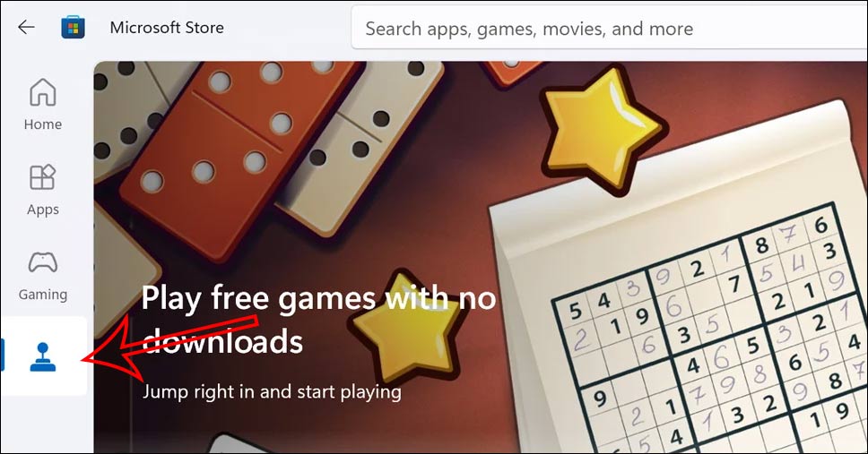Truy cập tab Microsoft Store Arcade