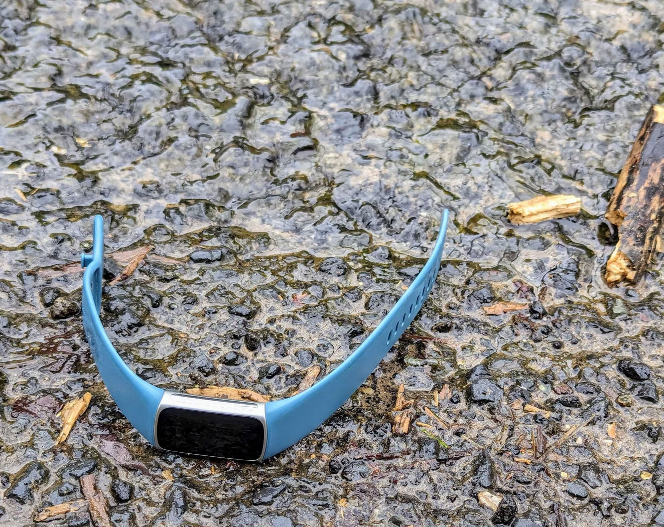 Một chiếc Fitbit Charge 5 bị rơi xuống đất