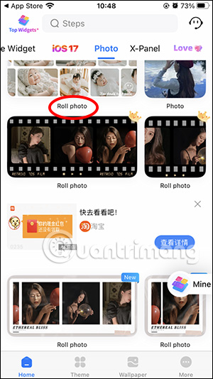 Kiểu tiện ích Roll Photo Top Widgets
