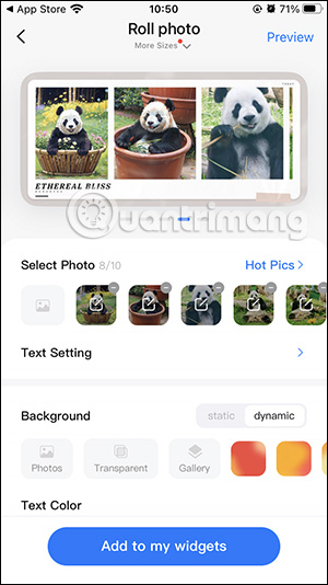 Thêm ảnh vào Top Widgets