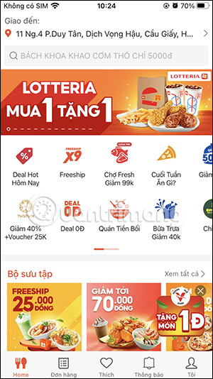 Giao diện ShopFood