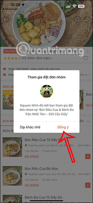 Tham gia nhóm thực đơn của ShopFoodFood