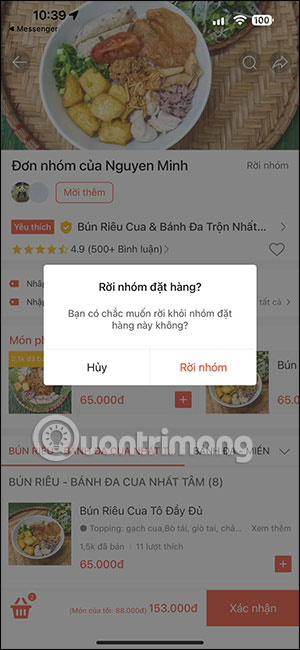 Rời khỏi nhóm ShopFood