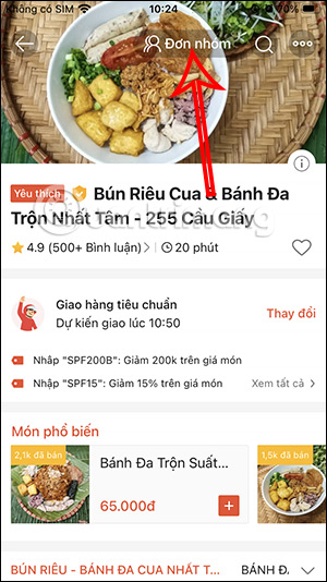 Menu nhóm thực phẩm của ShopFood