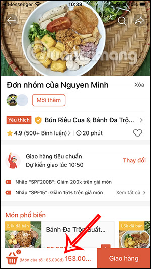 Xem nhóm Giỏ hàng đơn của Nhóm Thực phẩm