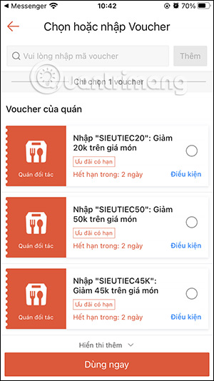 Chọn mã chứng từ