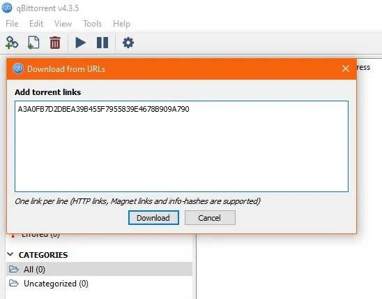Thêm liên kết torrent