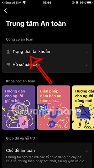 Trạng thái tài khoản TikTok