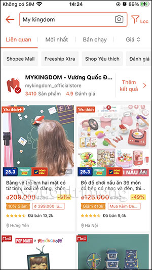 Tìm kiếm gian hàng Mykingdom
