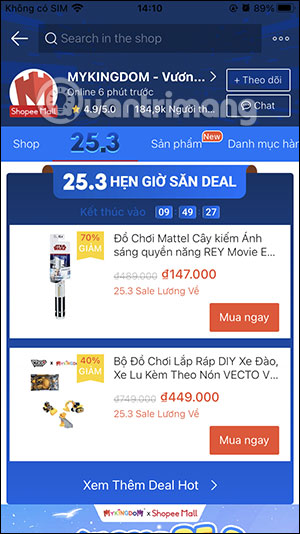 Chương trình sale trên Mykingdom