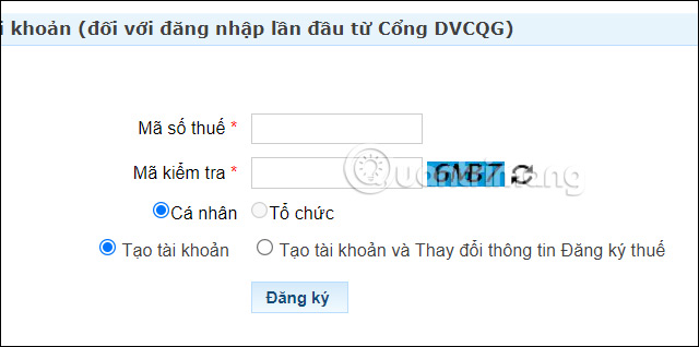 Đăng ký tài khoản với Tổng cục Thuế
