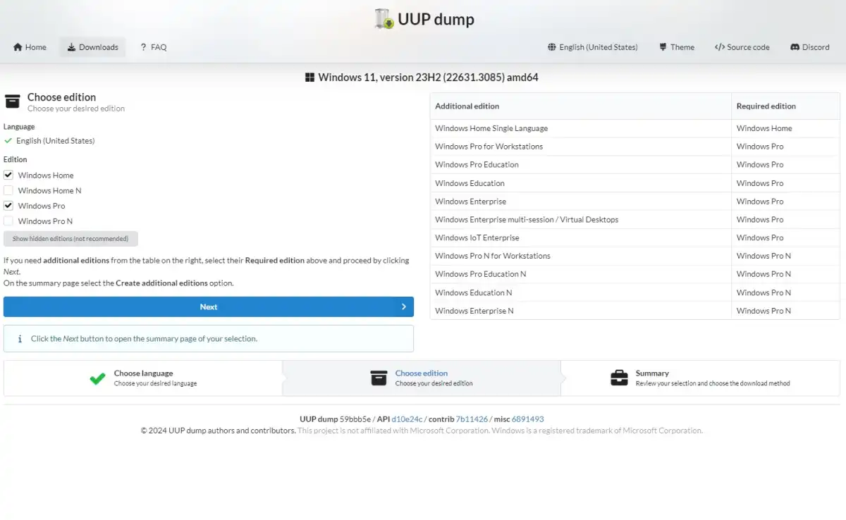 Sử dụng UUP Dump để xem trước các bản phát hành Windows khác nhau.