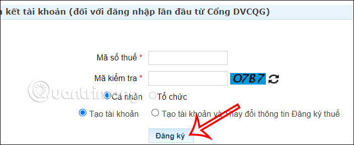 Tài khoản Tổng cục Thuế 