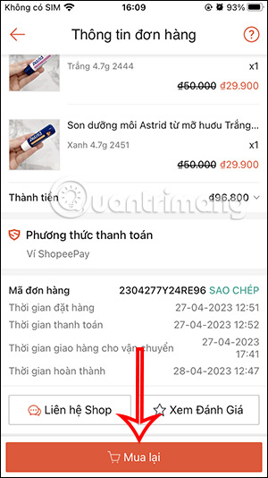 Mua lại sản phẩm trên Shopee