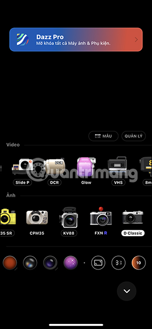 Chọn hiệu ứng trên Dazz Cam