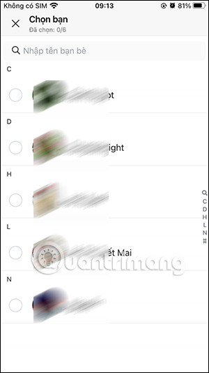 Danh sách bạn bè Zalo