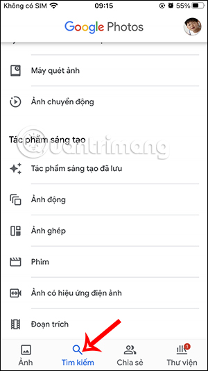 Tìm kiếm trên Google Photos
