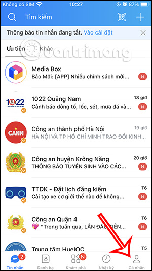 Cá nhân Zalo 