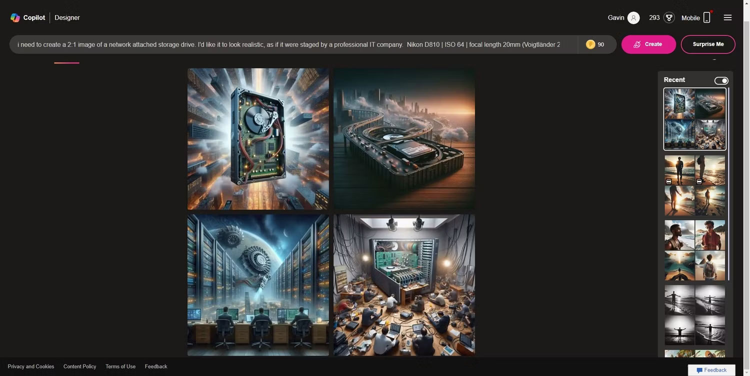 Phiên bản trình duyệt tạo hình ảnh Copilot của Microsoft với 4 hình ảnh