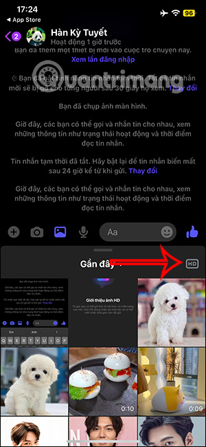 Chế độ gửi ảnh HD trên Messenger