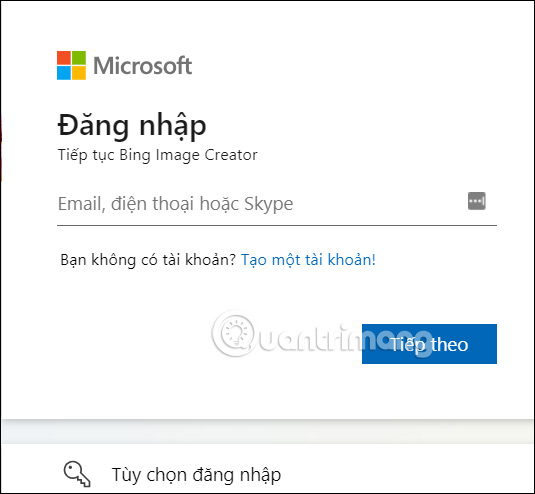 Đằng nhập tài khoản Microsoft