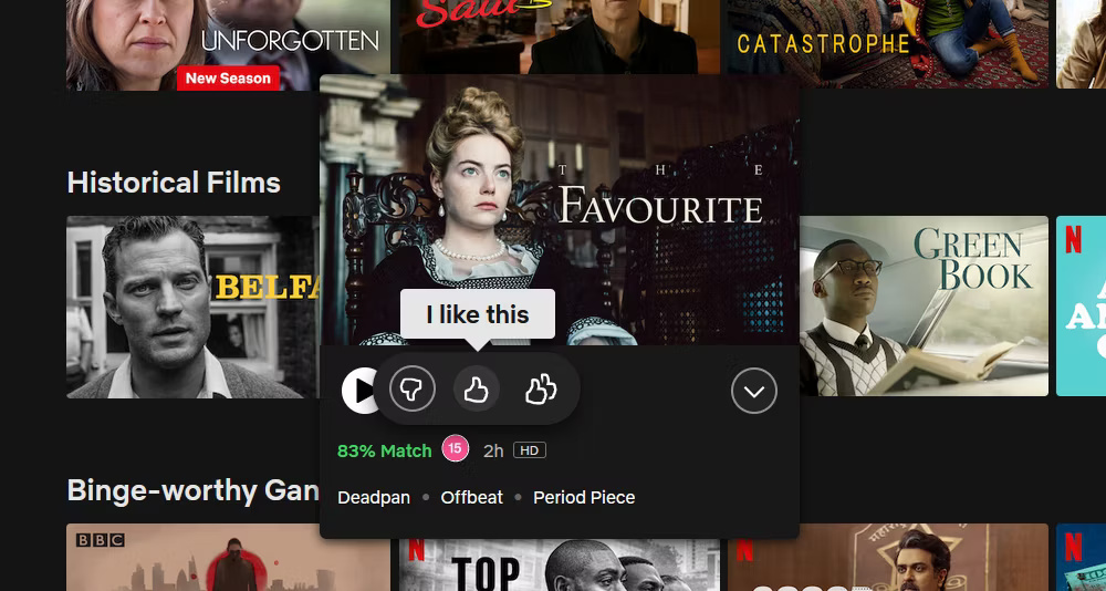 Xếp hạng một tiêu đề trên Netflix.